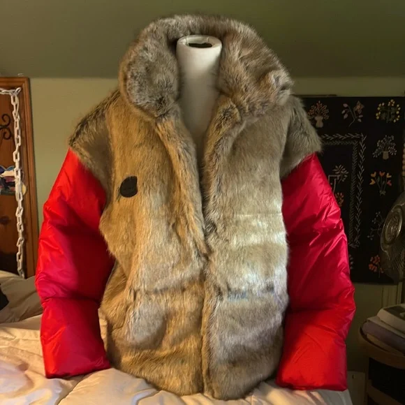 AlphaStyle Red, Blue, White and Golden with Faux Fur Goose Down Jacket Brand New - Picture 10 of 14
